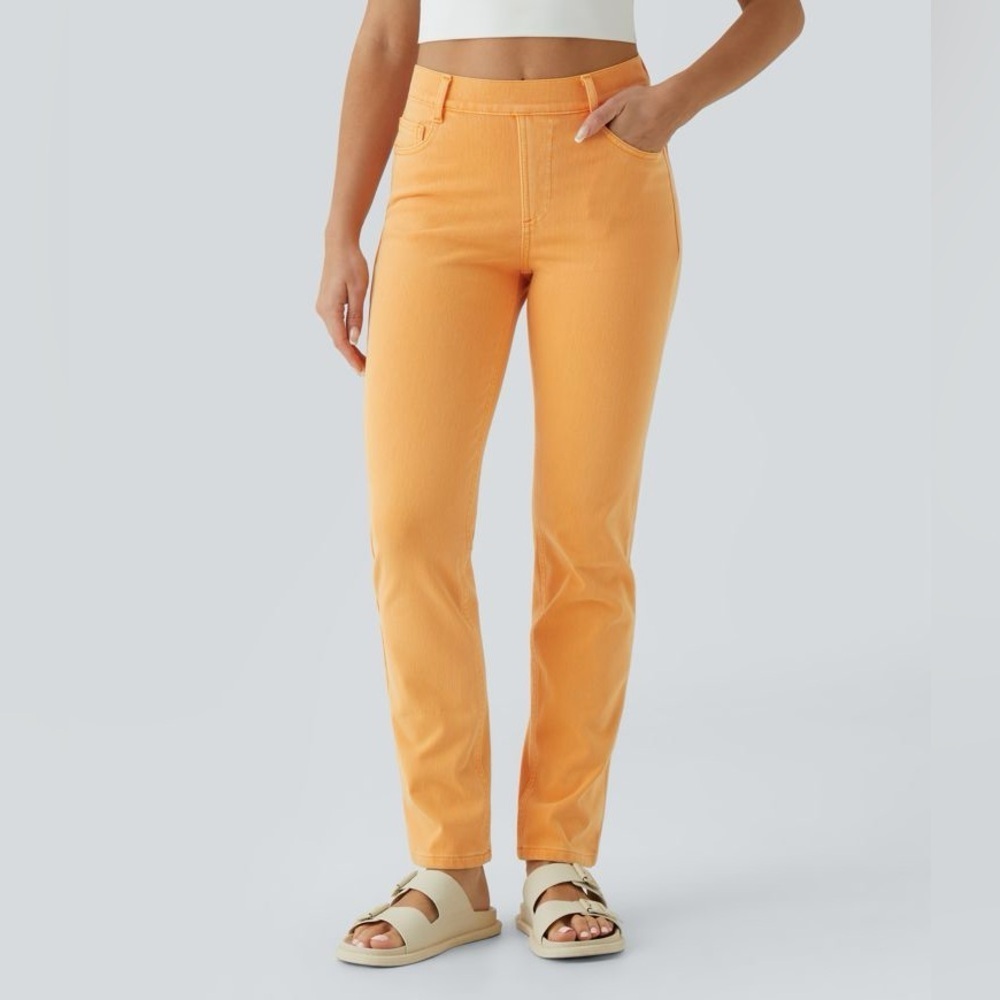 Halara NWOTFlex™ High-Waisted Straight Leg Jeans w/ Pockets – Colorful (Size M)